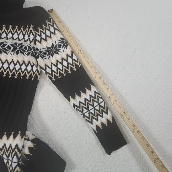 Nordic Fair Isle womens turtleneck sweater dress Size small black office Cozy - Picture 5 of 8